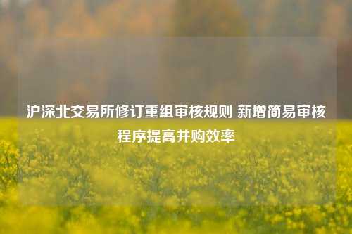 沪深北交易所修订重组审核规则 新增简易审核程序提高并购效率  第1张
