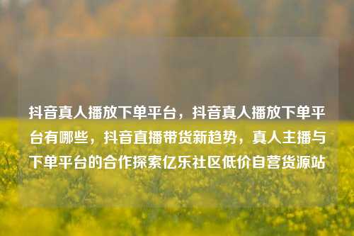 抖音真人播放下单平台	，抖音真人播放下单平台有哪些，抖音直播带货新趋势，真人主播与下单平台的合作探索亿乐社区低价自营货源站  第1张